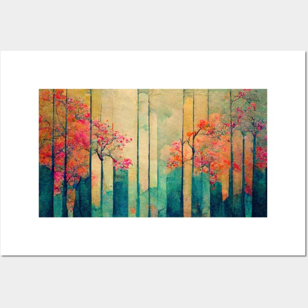 Trees In A Asian Painting, Wall Art by AmazinfArt